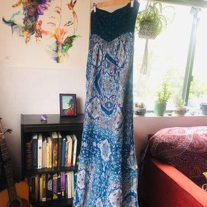 Roxy Teal Bohemian Maxi Dress (S)